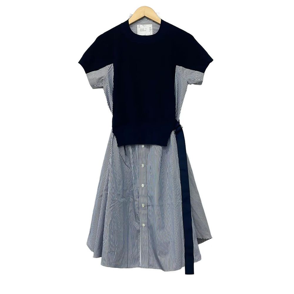 Sacai Dark Navy White Women's Dress #339524S65B